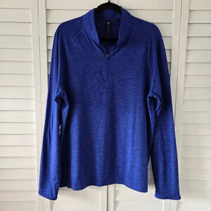Soybu Blue Quarter Zip Mock Neck Athletic Activewear Lightweight Sweater Size L